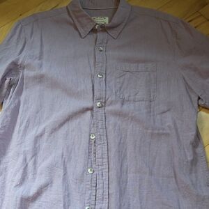 Fat Face Short Sleeve Lavendar Linen Blend Shirt Large